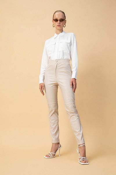 DeFacto Leggings aus Kunstleder mit Reißverschluss am Bein und hoher Taille