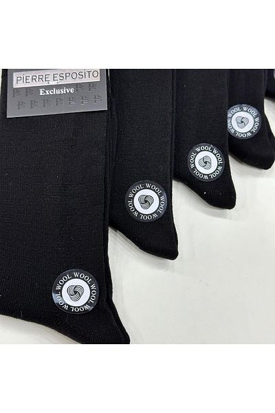 Pierre Esposito Μαύρες μάλλινες κάλτσες 8 συσκευασιών