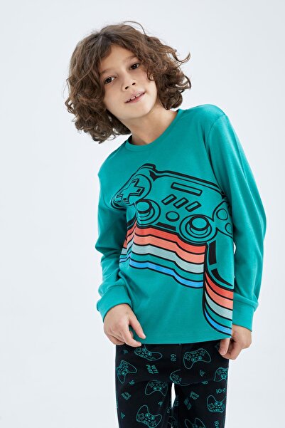 DeFacto Boy's Printed Long Sleeve Pajama Set