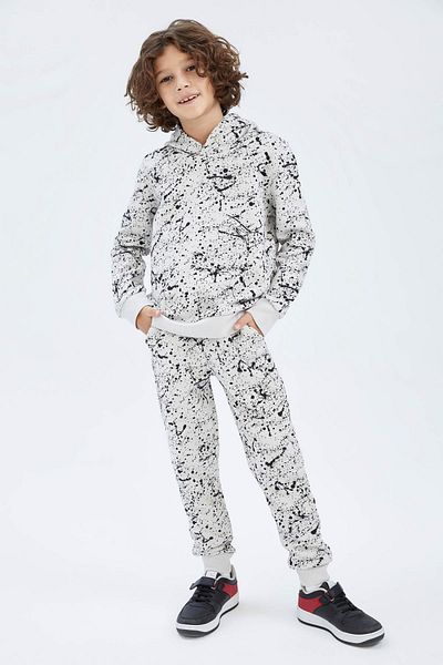 DeFacto Boy's Hooded Patterned Sweatshirt
