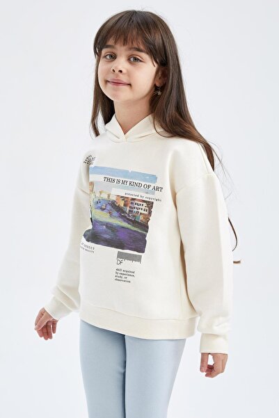 DeFacto Kız Çocuk Kapüşonlu Içi Yumuşak Tüylü Sweatshirt