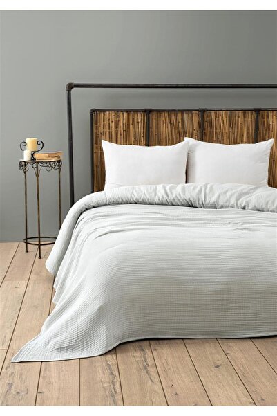 Denizli Concept مفرش سرير فردي من الموسلين باللون الرمادي مكون من 4 طبقات - 1...