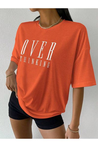 BENROMA 1 tricou cadou pentru achiziții de 6 și peste în coș - Tricou unisex oversize cu imprimeu Over Thinking