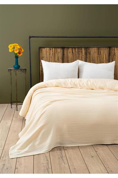 Denizli Concept Екрю 4-слойно муселинено единично покривало за легло - мека и дишаща материя