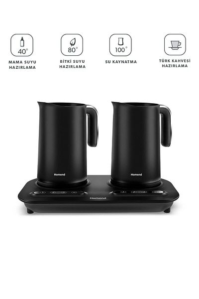 HOMEND Pottoman Plus 1888H - 12 Cup Capacity Black Turkish Coffee and Beverage Prep Machine
