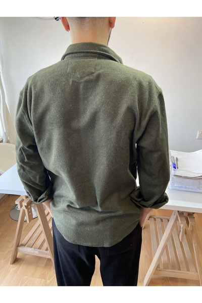 COOL TARZ Khaki Men's Slim Fit Double Pocket Flap Lumberjack Shirt