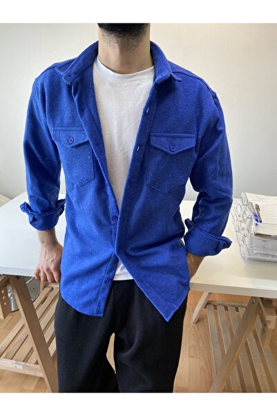 Tarz Cool Saks Чоловіча сорочка Slim Fit з двома кишенями та клапанами