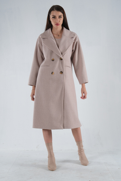 Feminist Önden Düğmeli Oversize Örme Kaşe Kaban Taş 0108068