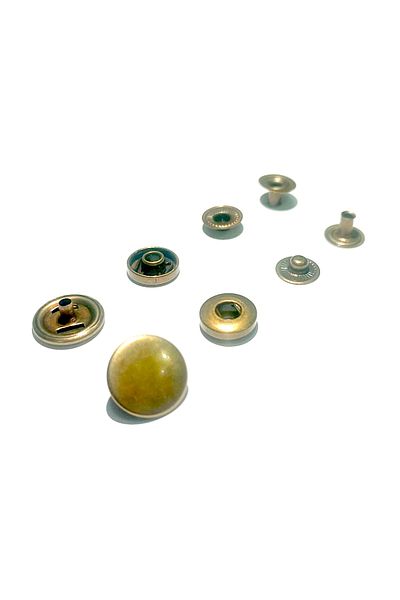 trimist 15 Mm Cover 4-Piece Snap Set (BOTTOM PARTS 12.5 MM) - Stainless Steel - Antique Yellow - 100 Sets