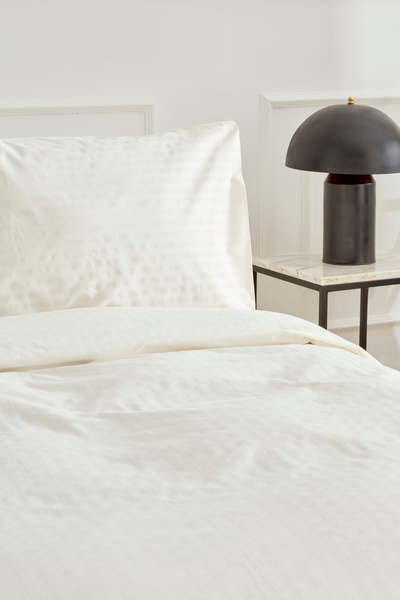 Karaca Home Josef Ecru Striped Satin Single Duvet Cover Set