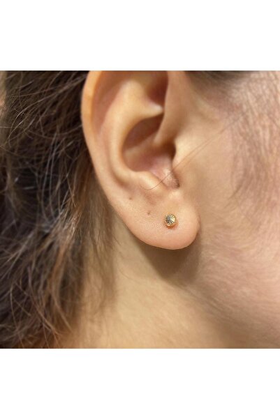 ARSLANTAŞ 1989 8 Ayar Altın Kalemli Vidalı Top Küpe 0,40gr 4mm.