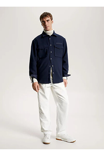 Tommy Hilfiger Slim Fit Düğmeli Yaka Mavi Erkek Gömlek MW0MW32851DW5