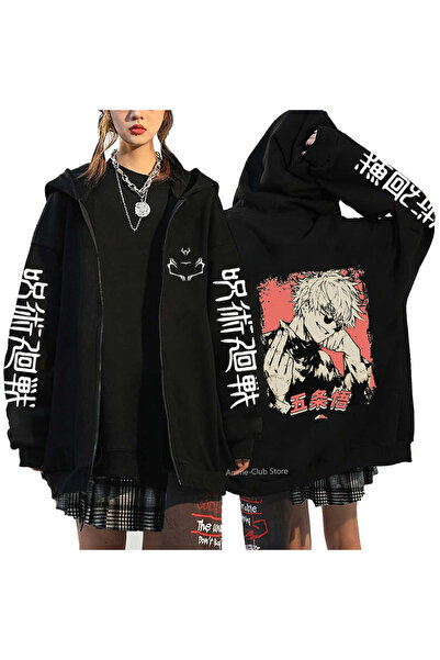 GALASHOP سويت شيرت Jujutsu Kaisen للجنسين من Gojo Satoru بغطاء للرأس بسحاب Mod76