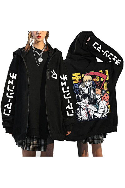 GALASHOP أنيمي بالمنشار بالمنشار رجل Pochita Denji قلنسوة بسحاب موديل 60