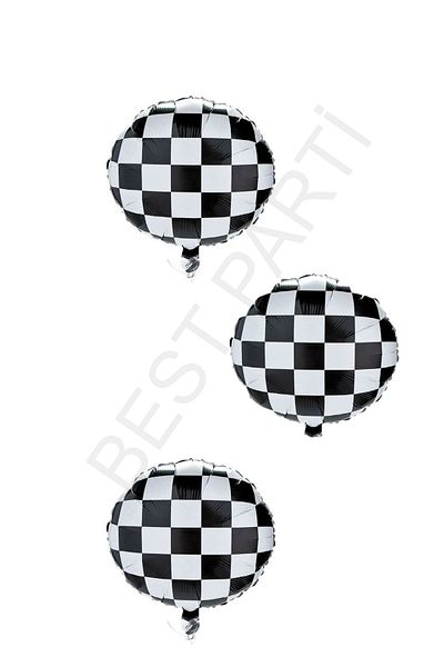BEST PARTİ DOĞUM GÜNÜ PARTİ SÜSLERİ 45 cm Racing Themed Checkered Foil Balloon 3 Pieces