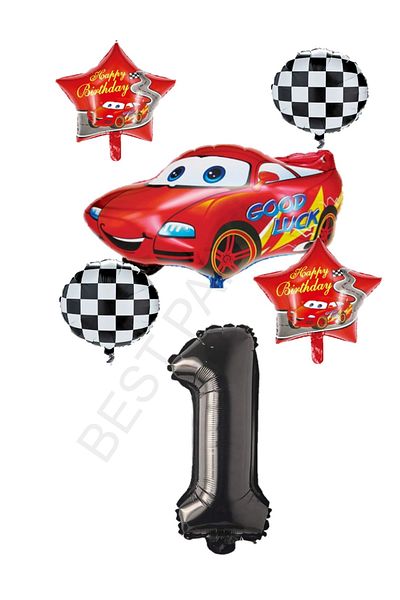 BEST PARTİ DOĞUM GÜNÜ PARTİ SÜSLERİ Racing Themed Car and Star Foil Balloon Set Age 1
