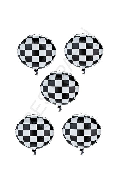 BEST PARTİ DOĞUM GÜNÜ PARTİ SÜSLERİ 45 cm Racing Themed Checkered Foil Balloon 5 Pieces