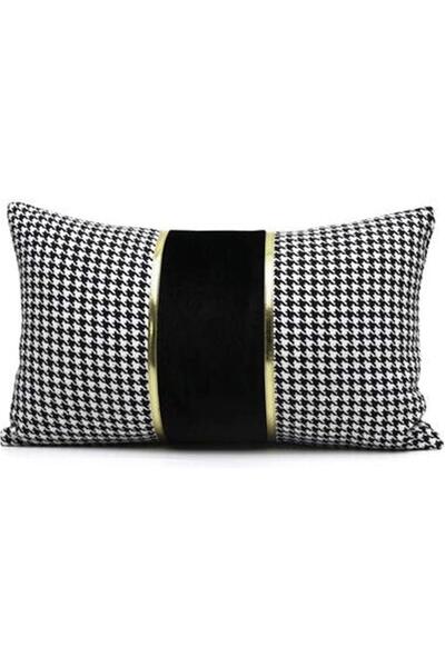 Bc Home Kazayağı Altın Deri Aksesuarlı Dikdörtgen Kırlent Kılıfı 33 X 57 Cm,i...
