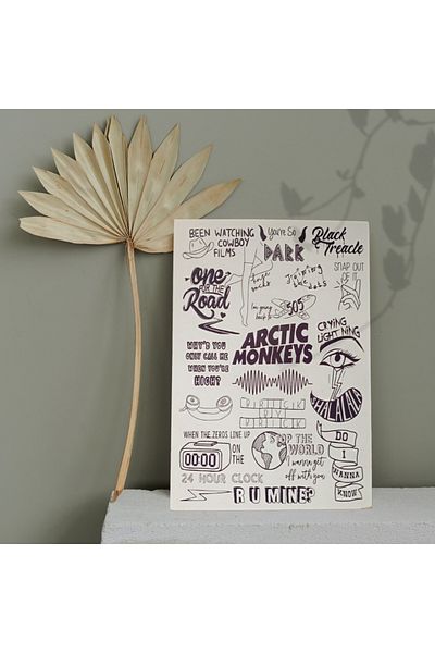 Cemira Ζωγραφική τοίχου με ξύλινο πάνελ Arctic Monkeys Design (185 x 270 mm)