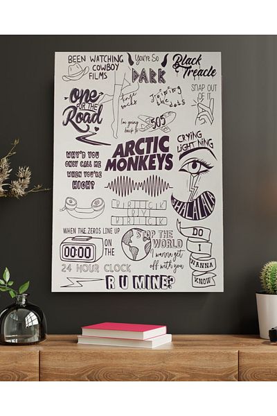 Cemira Ζωγραφική τοίχου με ξύλινο πάνελ Arctic Monkeys Design (185 x 270 mm)