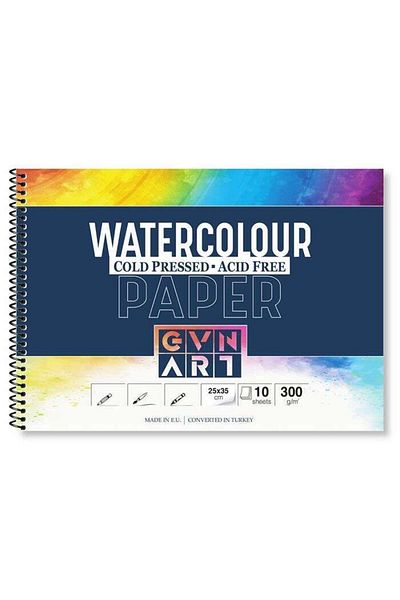 GVN ART Caiet Acuarelă Presă La Rece 300 G 25x35 Cm 10 Foi