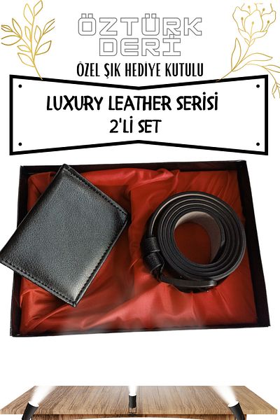 ÖZTÜRK DERİ Original Men's Special Gift Boxed Set of 2 Luxury Series Groom Gift Stylish Leather Belt Wallet Set