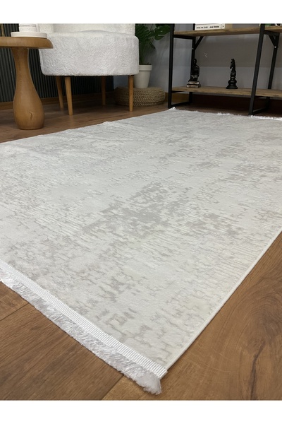 SARAZ HALI Bella SB-02 Beyaz Salon Halı Hav Vermez Mutfak Halı Etnik Desen Koridor Halı Kesme Yolluk