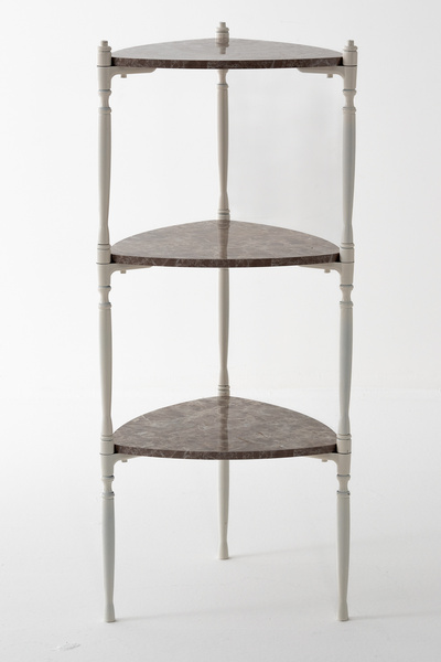 MOBETTO Puzzle Salon&Oturma Odası Üçgen Raf - Mermer Desenli&Bej