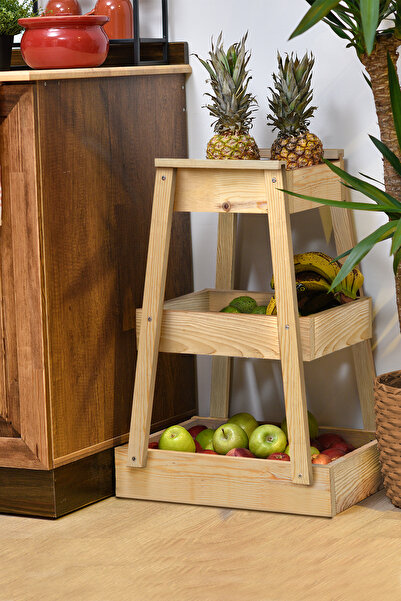 Grootland Sebzelik Meyvelik Mutfak Banyo Düzenleyici 3 Katlı Çam