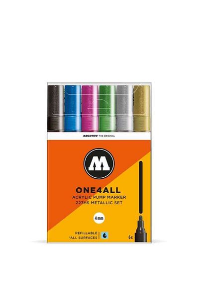 Molotow 227hs One4all Acrylic Marker Pen 4 Mm 6-Piece Metallic Set200198