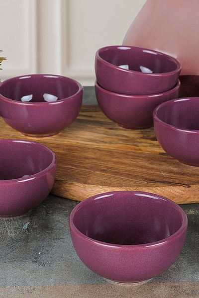 Keramika Bulut Breakfast / Snack / Sauce Bowl / Jam Bowl Purple 8 cm 6 Pieces