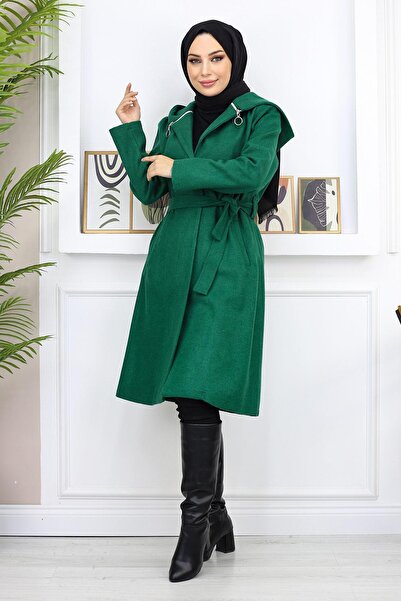 Modamihram Кашемірове пальто з капюшоном Смарагдове MIH19172