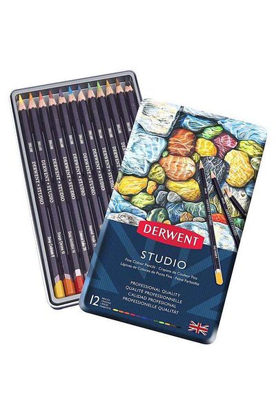 Derwent Studio 12-Piece Dry Paint Pen Metal Box
