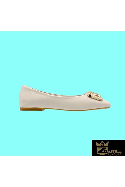 Zaim Kundura Kadın Krem Hakiki Deri Ayakkabı 505320534-1