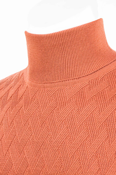 Çizgi Triko Men's Full Turtleneck Knitwear Sweater Patterned Sleeve and Waist Elastic Regular Fit