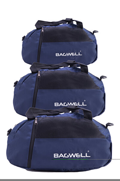 BAGWELL 3'lü Set Lacivert Spor Ve Seyahat Çantaları