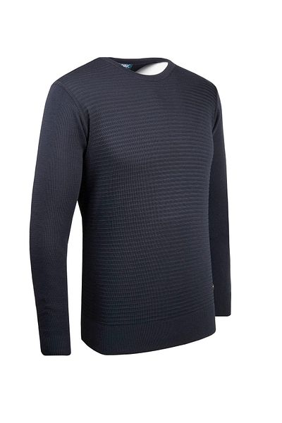 Çizgi Triko Ανδρικό πλεκτό πουλόβερ Navy Blue Crew λαιμόκοψη με μοτίβο μανίκι και μέση ελαστικό ατσάλι πλεκτό κλασικό καλούπι