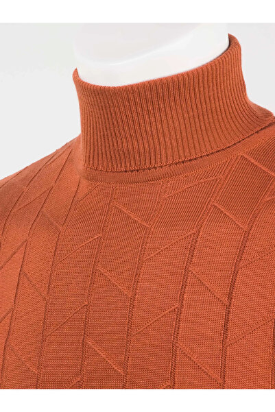 Çizgi Triko Чоловічий трикотажний светр з коміром-стійкою, з малюнком на рукавах і талії, еластичний, прямий крій