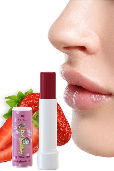 Estella End for Dry, Cracked Lips: Strawberry - Lip Care Cream, Gloss, Moisturizing Lip