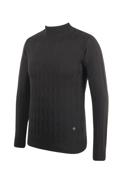 Çizgi Triko Ανδρικό πλεκτό πουλόβερ με μισό ζιβάγκο με μοτίβο κανονική εφαρμογή με ελαστικά μανίκια και μέση