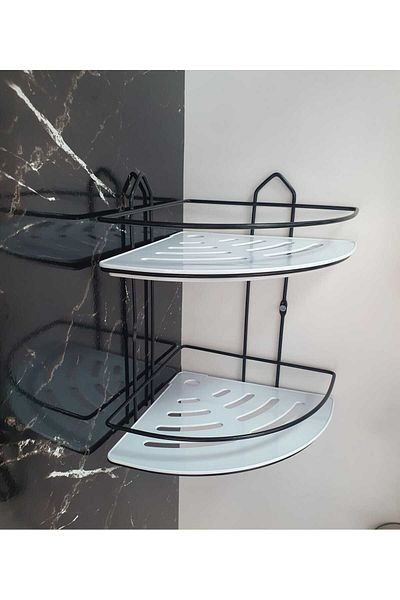 ZEK Lifetime Stainless Bathroom Corner Shelf Black