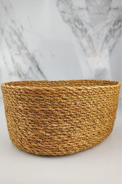 Digithome Wicker Bath and Makeup Organizer Basket Oval Organizer 28 cm Καφέ - Pnl-ph22 S/3 C1-1-100