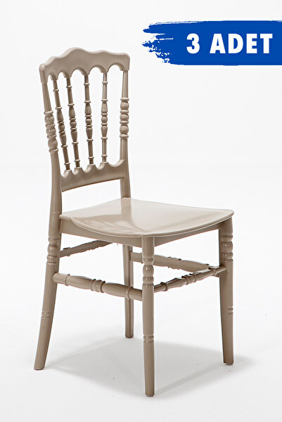 Modalife 3 Adet Miray Cappucino Pratik Sandalye / Balkon-bahçe-mutfak