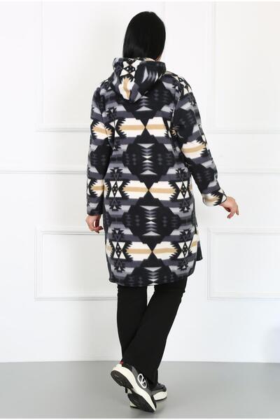 By Alba Collection Women's Navy Blue Fleece Large Size Cardigan