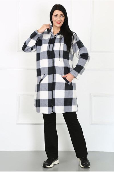 By Alba Collection Women's Gray Fleece Plus Size Cardigan