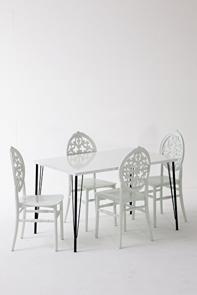 Modalife Nero Beyaz Masa 75x110 cm Venüs Beyaz Sandalye Mutfak Masa Takımı