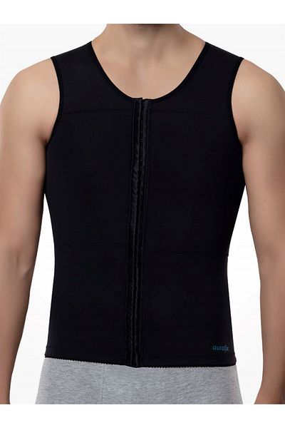 Aurafix Men's Liposuction Gynecomastia Vest Corset with Chest-Abdominal Clasp (Beige) LC-1720