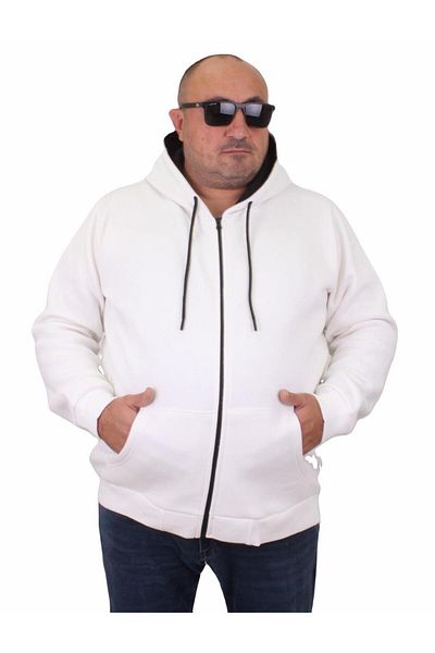MocGrande Μεγάλο μέγεθος Unisex Hooded 3ip Sweat 11701 Ecru