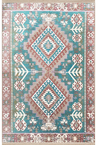 Rugs Modern Halı Μπλε θεματικό πολύχρωμο παραδοσιακό μοτίβο με έθνικ σχέδια v...