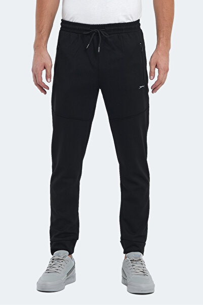 Slazenger ONLY IN Erkek Fermuar Cepli Siyah Eşofman Altı